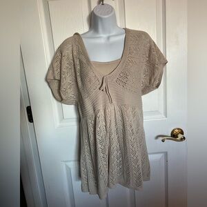 Sonoma Knit Sandy Color- Beach Ready Crochet Dress Top - Size L